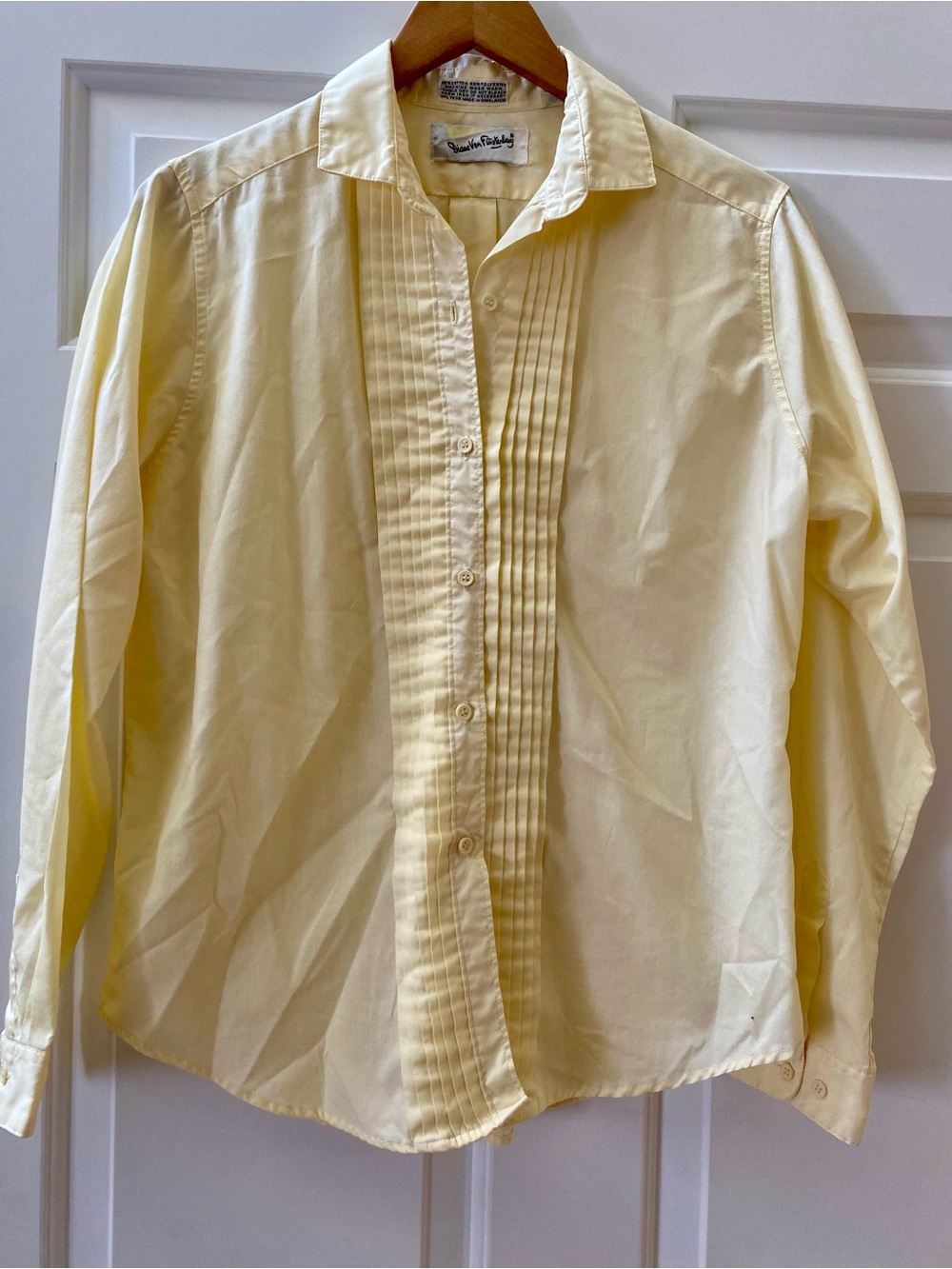 Vintage Diane Von Furstenberg Shirt Butter Yellow Button-Up Size 14 Button-down